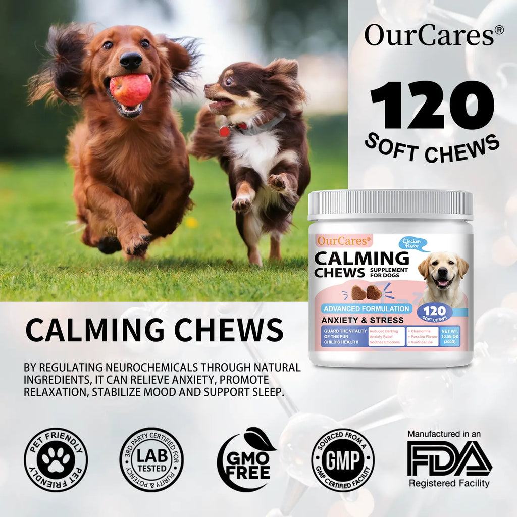 Calm Your Pup with OURCARES Soft Chew Treats - Stress Relief & Composure Support for Dogs