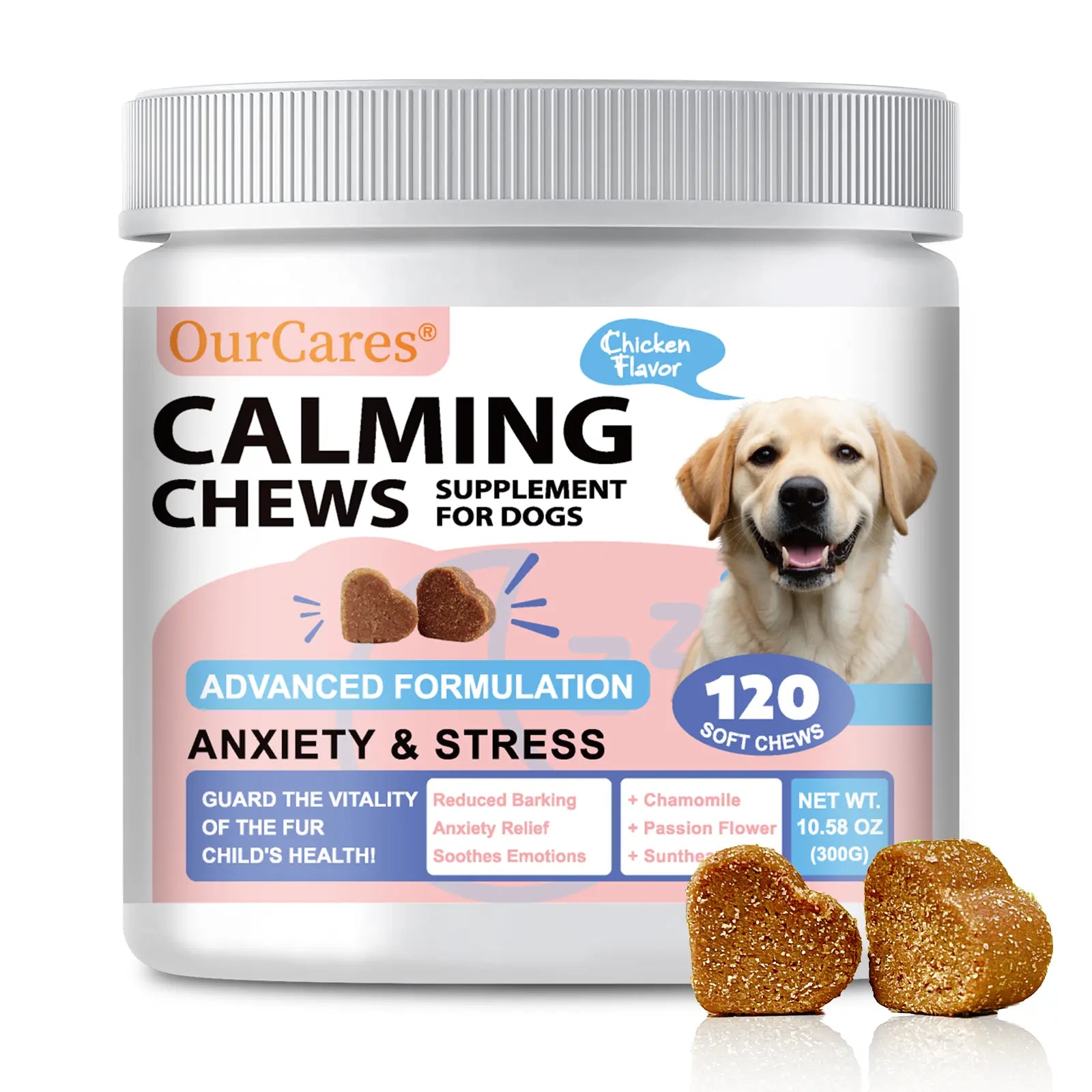 Calm Your Pup with OURCARES Soft Chew Treats - Stress Relief & Composure Support for Dogs