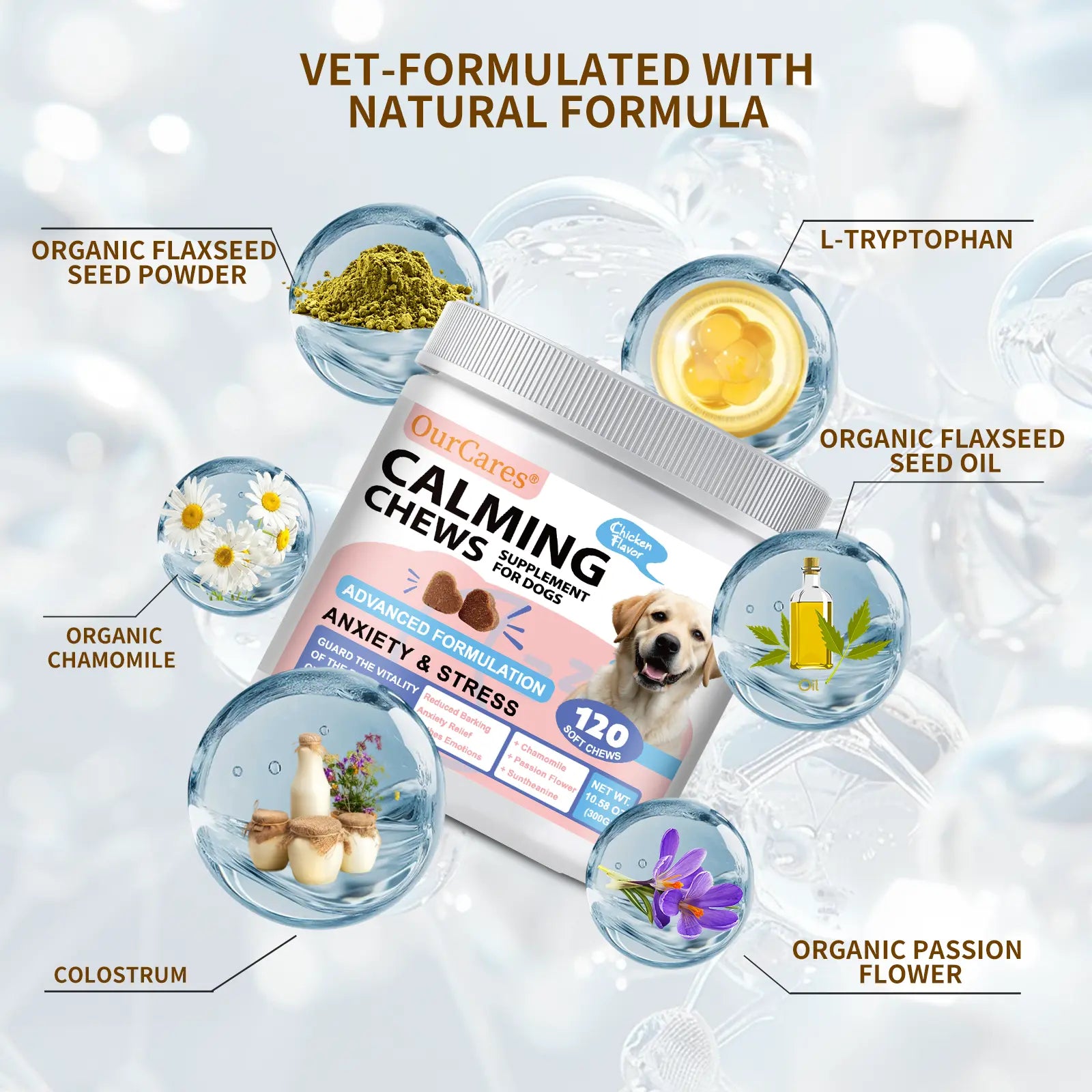 Calm Your Pup with OURCARES Soft Chew Treats - Stress Relief & Composure Support for Dogs